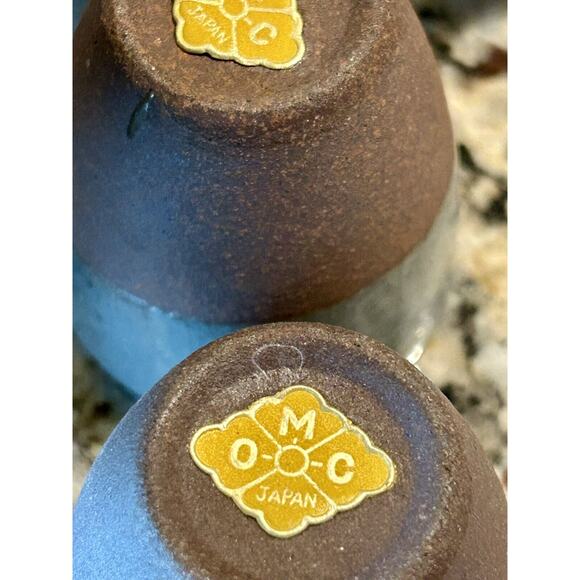 Japanese OMC Hand Glazed Sake Carafe & 6 Cups Set Mid Century Art Pottery - Picture 12 of 12